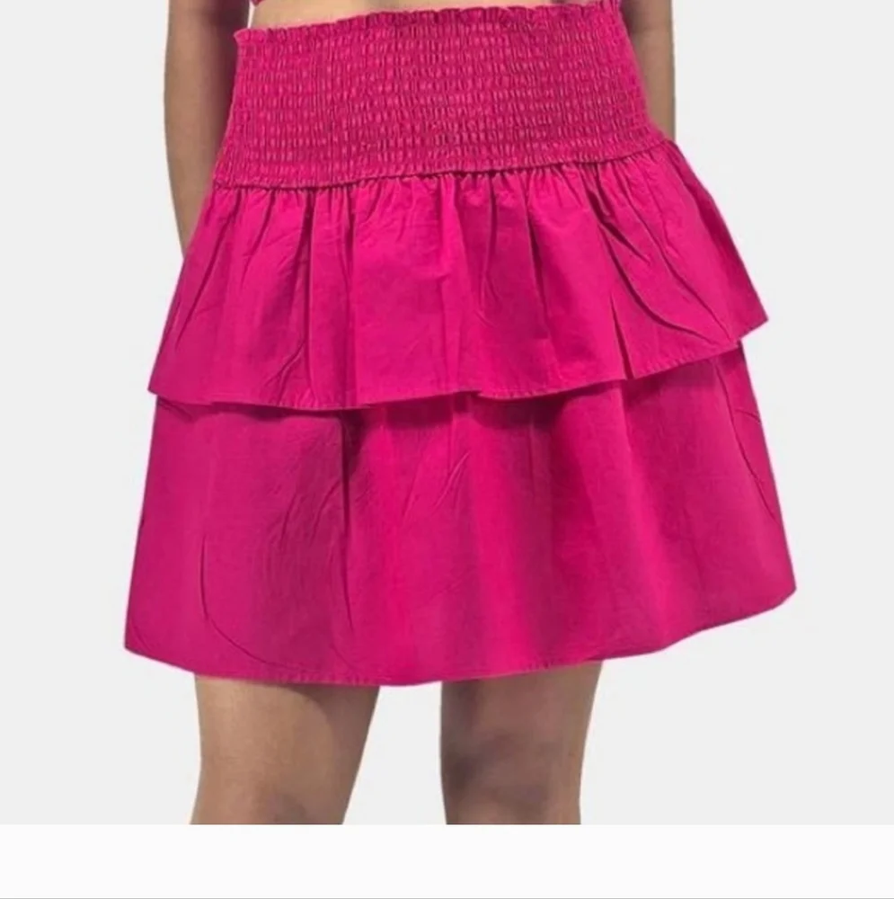 HT360 Collective Ruffle‎ Tie Back Crop Top Smocked Waist Tiered Cotton Skirt Set